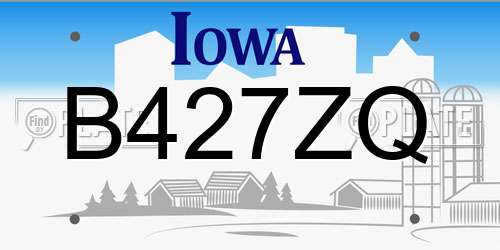 B427ZQ Iowa License Plate