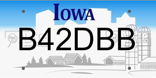 B42DBB Iowa License Plate