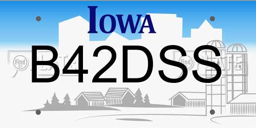 B42DSS Iowa License Plate