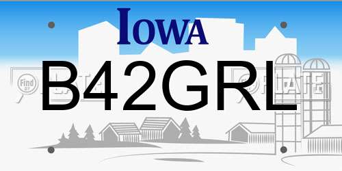 B42GRL Iowa License Plate