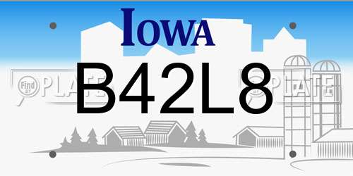 B42L8 Iowa License Plate