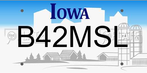 B42MSL Iowa License Plate