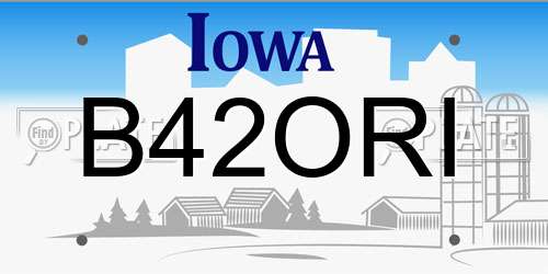 B42ORI Iowa License Plate