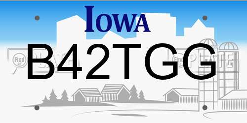 B42TGG Iowa License Plate