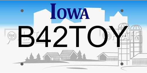 B42TOY Iowa License Plate