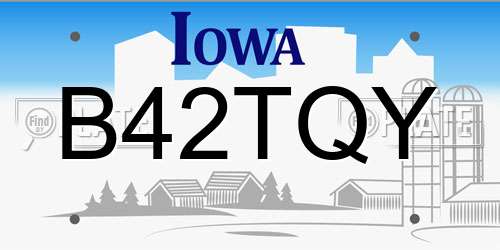 B42TQY Iowa License Plate