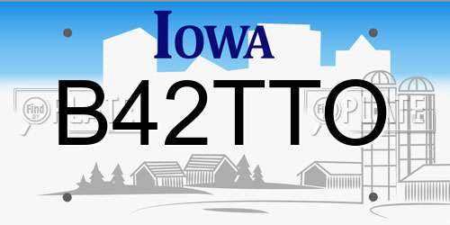 B42TTO Iowa License Plate