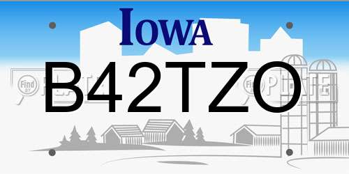 B42TZO Iowa License Plate