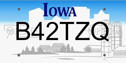 B42TZQ Iowa License Plate