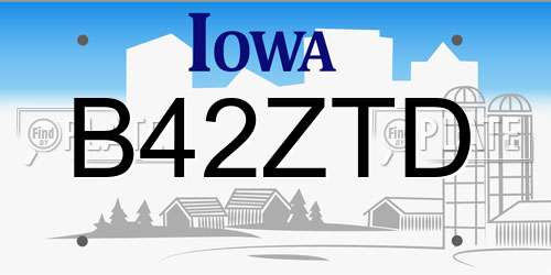 B42ZTD Iowa License Plate
