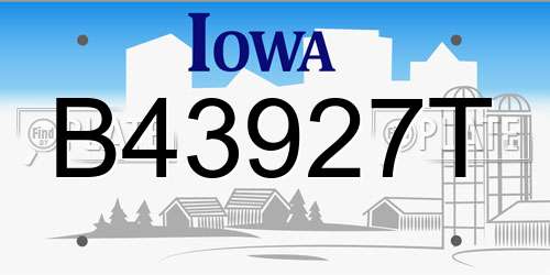 B43927T Iowa License Plate