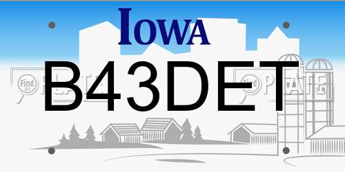 B43DET Iowa License Plate