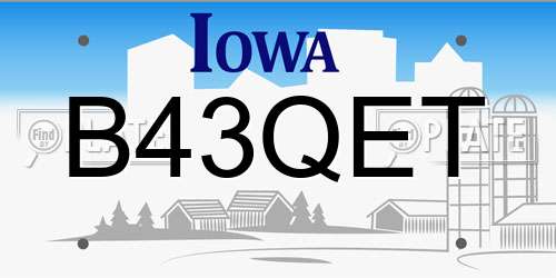 B43QET Iowa License Plate