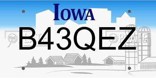 B43QEZ Iowa License Plate