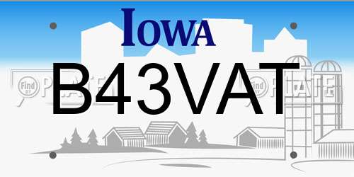 B43VAT Iowa License Plate