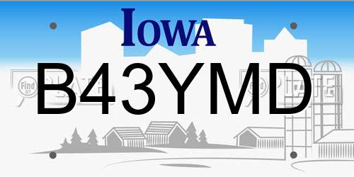 B43YMD Iowa License Plate