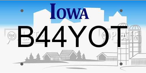 B44YOT Iowa License Plate