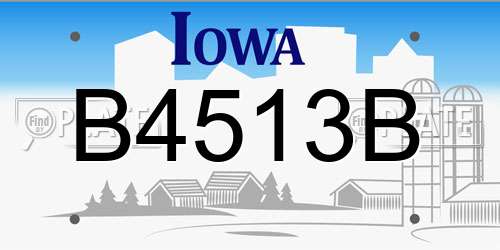 B4513B Iowa License Plate