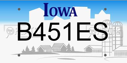 B451ES Iowa License Plate