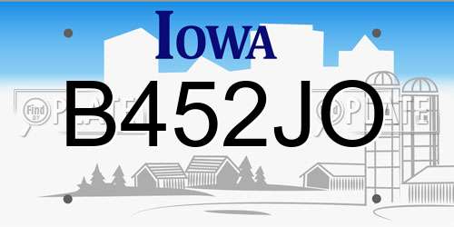 B452JO Iowa License Plate