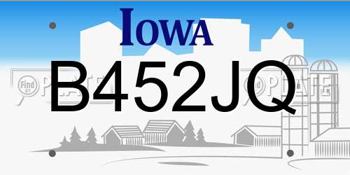 B452JQ Iowa License Plate