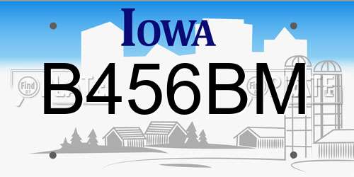 B456BM Iowa License Plate