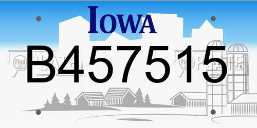 B457515 Iowa License Plate