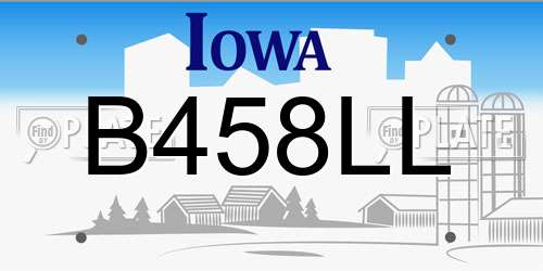 B458LL Iowa License Plate