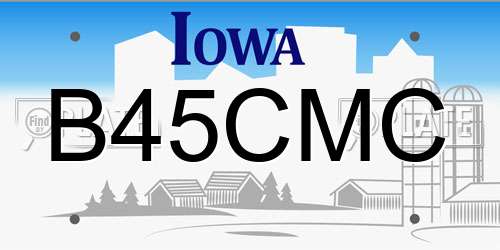 B45CMC Iowa License Plate