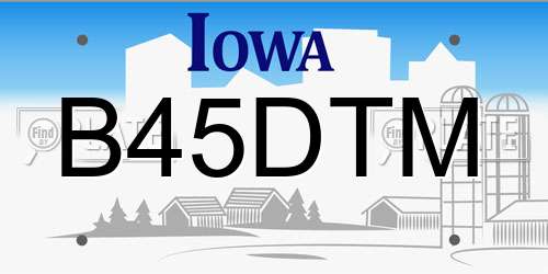 B45DTM Iowa License Plate