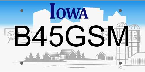 B45GSM Iowa License Plate