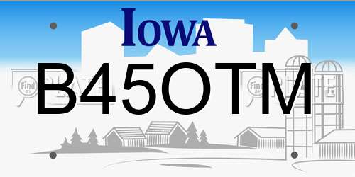 B45OTM Iowa License Plate