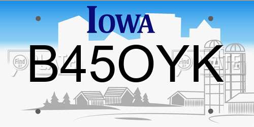 B45OYK Iowa License Plate