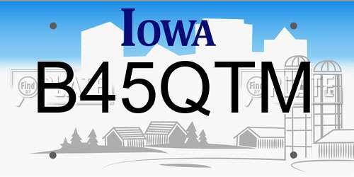 B45QTM Iowa License Plate
