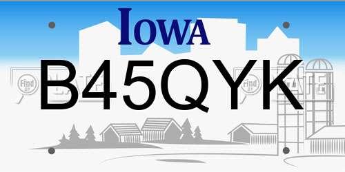 B45QYK Iowa License Plate
