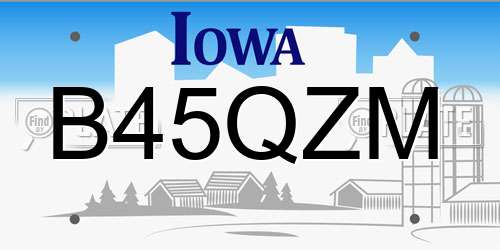 B45QZM Iowa License Plate