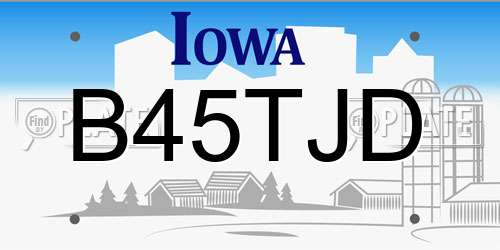 B45TJD Iowa License Plate