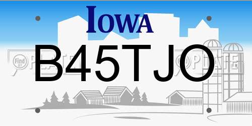 B45TJO Iowa License Plate