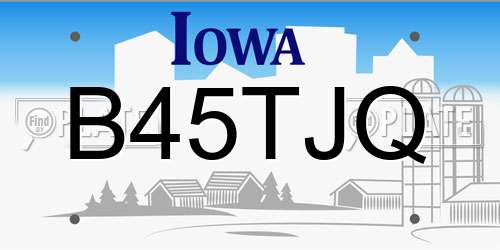 B45TJQ Iowa License Plate