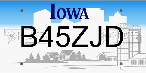 B45ZJD Iowa License Plate