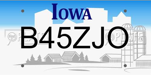 B45ZJO Iowa License Plate