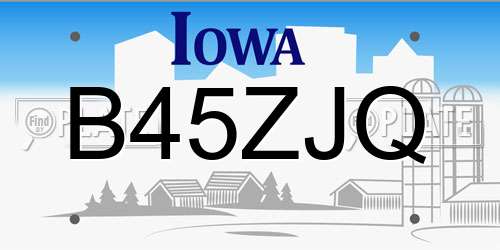 B45ZJQ Iowa License Plate