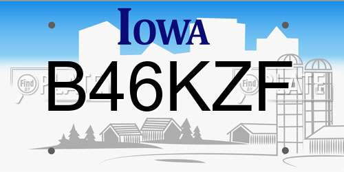 B46KZF Iowa License Plate