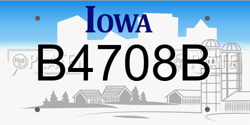 B4708B Iowa License Plate