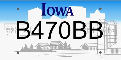 B470BB Iowa License Plate