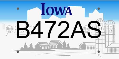 B472AS Iowa License Plate