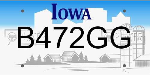 B472GG Iowa License Plate
