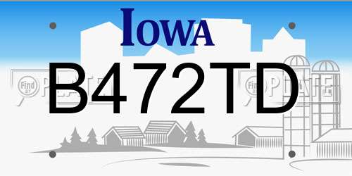 B472TD Iowa License Plate