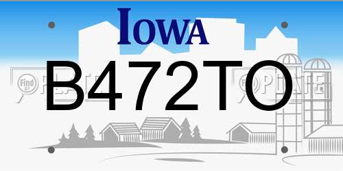 B472TO Iowa License Plate