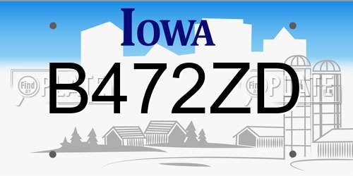 B472ZD Iowa License Plate